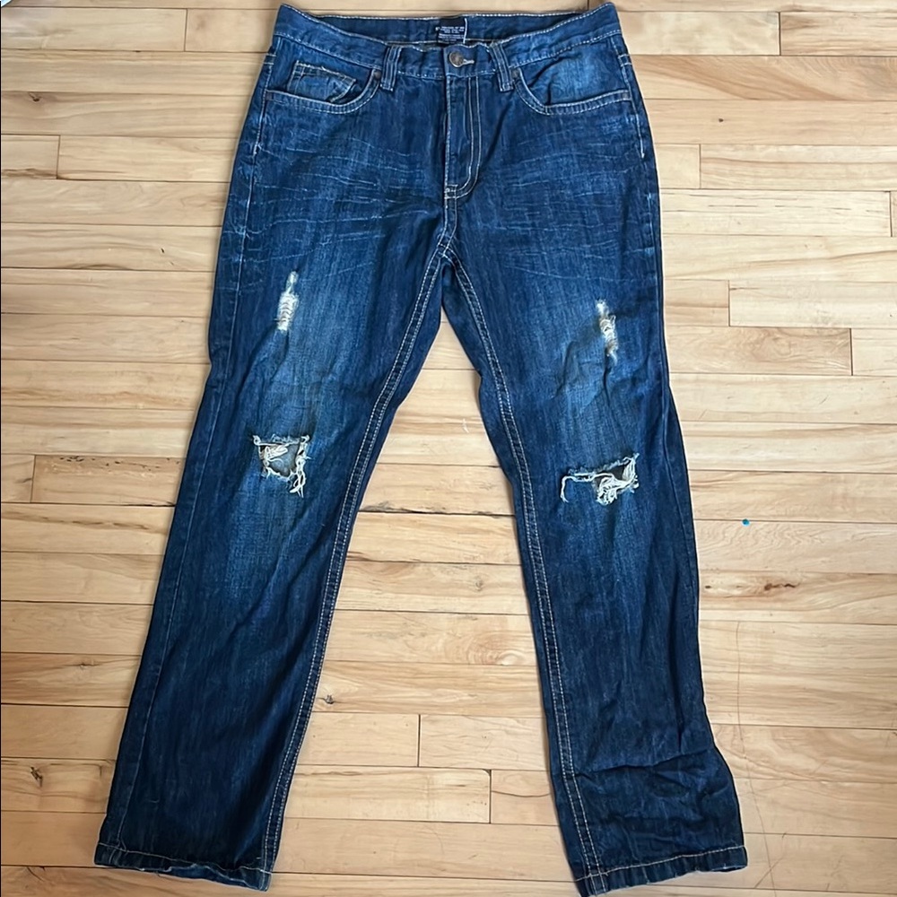 Suko Men's Distressed Blue Jeans